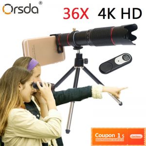 Orsda 4K HD 36X אופטי זום המצלמה טלסקופ עדשת טלה עדשת נייד טלסקופ טלפון עבור Smartphone נייד